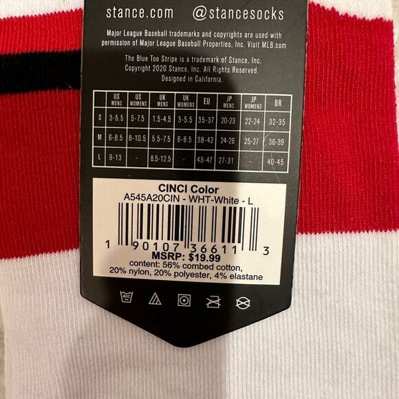 STANCE MEN’S CINCINNATI REDS BASEBALL ⚾️ GENUINE MERCHANDISE SIZE LARGE CREW - Picture 8 of 8